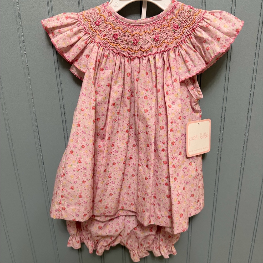 Pink Floral Baby Set with Ruffled Sleeves